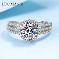 luomansi 2ct 3ct 9mm moissanite silver ring with gra certificate s925 jewelry wedding party woman gift