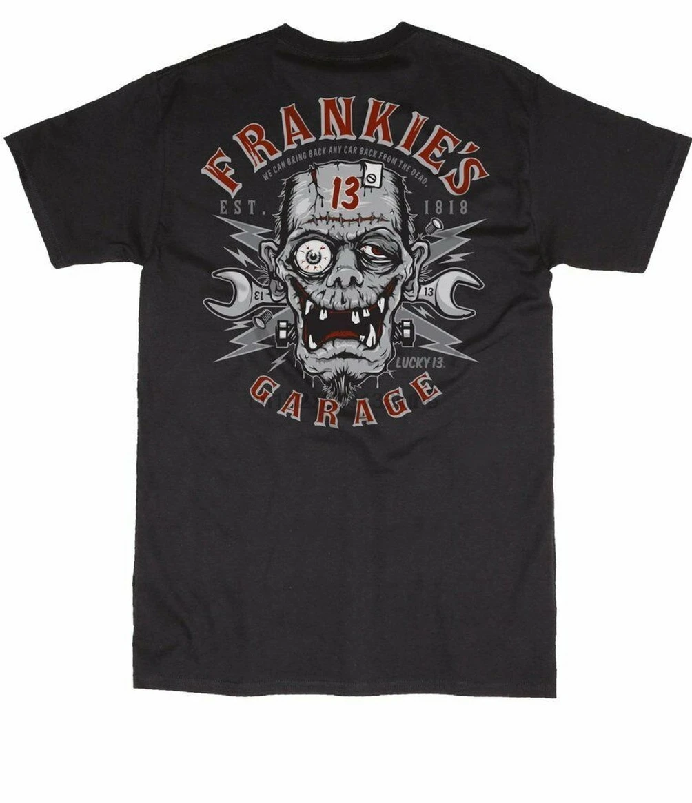 Lucky 13 Мужская футболка Frankies Garage Monster Tattoo Hot Rod мотоцикл S 3Xl полностью фигурная