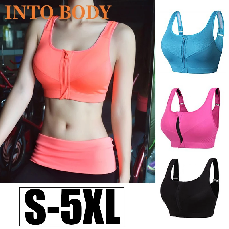 

Of Women Sports Bra Gathered Without Steel Ring Running Yoga Vest Fitness Front Zipper Sexy Shockproof Underwear Plus Size