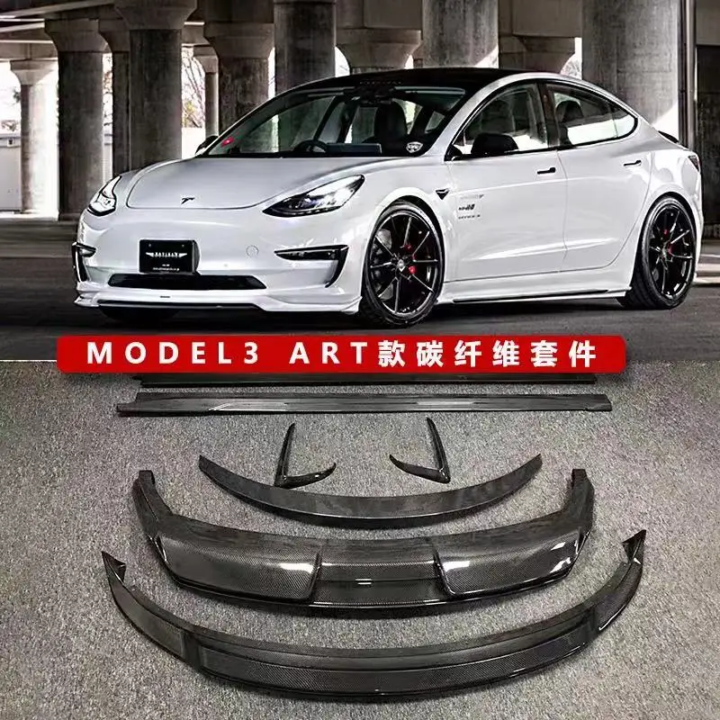 

Модель 3 Наборы для кузова автомобиля из углеродного волокна для Tesla Model 3 художественный стиль передний бампер губа задний диффузор спойлер разветвители боковые юбки