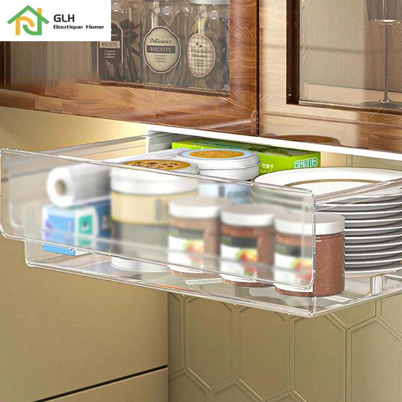 Скрытый ящик под столом пластиковый кухонный держатель для хранения настольный