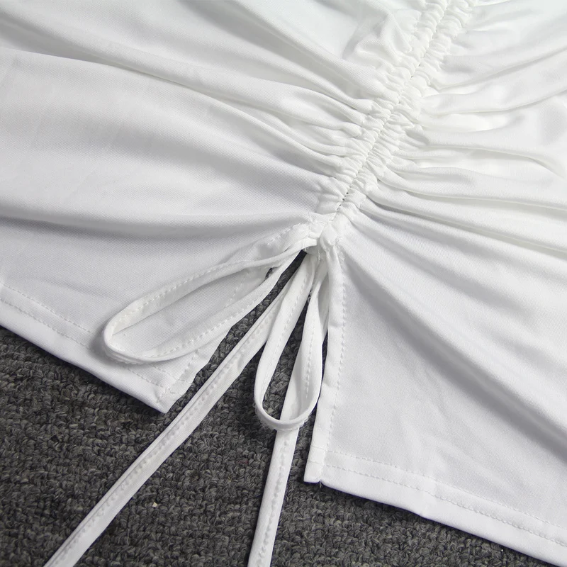 

Party Dress Women Draw String Tight Buttocks Sexy Dress Solid Color Fashion Clubwear Mini Bodycon Strap Summer Sundresses