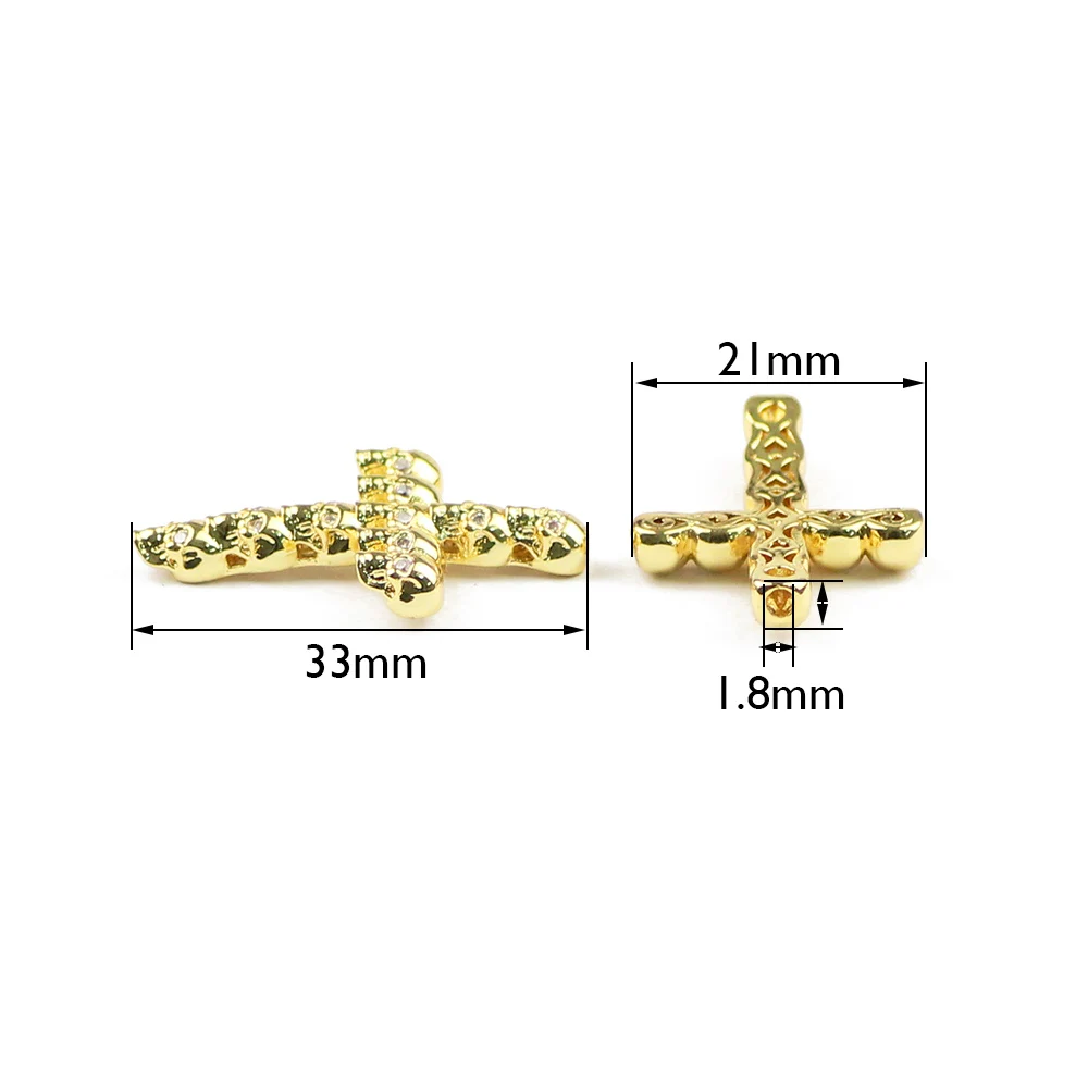 YHBZRET 2 шт. белая циркониевая Подвеска Крест с черепами медные бусины-спейсеры Pave CZ