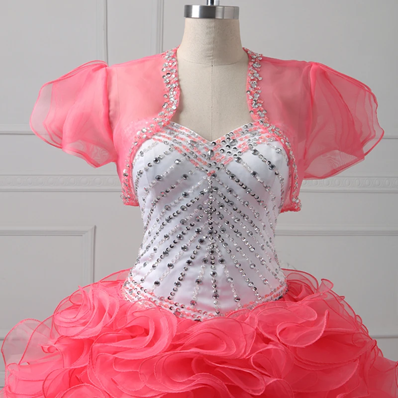 Jiayigong Quinceanera/платья из органзы с рюшами и курткой милое платье 16 вечерние пышные