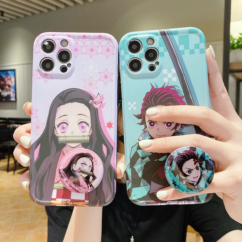 

Cartoon Japan Anime Demon Slayer Phone Case for IPhone 14 13 12 11 Pro Max XS 7 8 Plus XR Cute Bracket Soft Sillicon Cover Coque