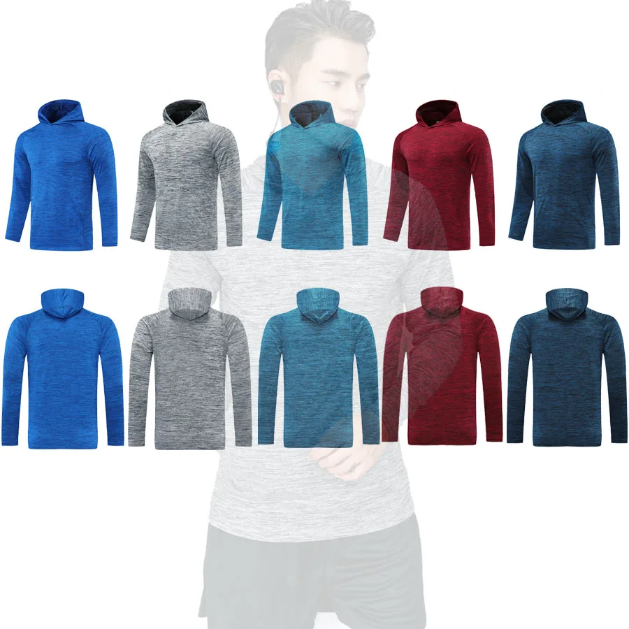 

Men's Running Fitness Sports Coat Hooded Tights Hoodie Autumn Gym Soccer Training Jogging Quick Dry Sports Clothing Sweatshirts