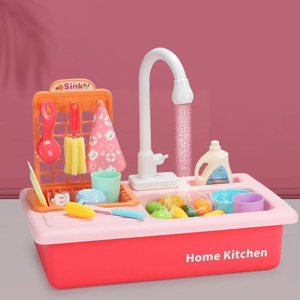

Креативная электрическая кухонная посудомоечная машина с проточной водой, игрушечный домик, аксессуары для раковины, игрушки, посуда D1L2