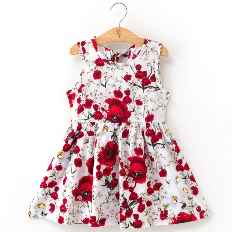 Girl Dress Cute 2020 Cotton Sleeveless Flower Print and Linen Floral Baby Spring Summer Dresses for Girls | Детская одежда и обувь