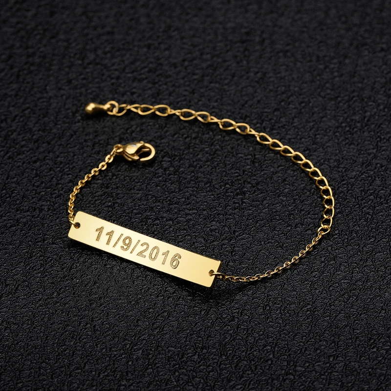 Браслет детский золотистый с гравировкой имени 30 х8 мм | Украшения и аксессуары