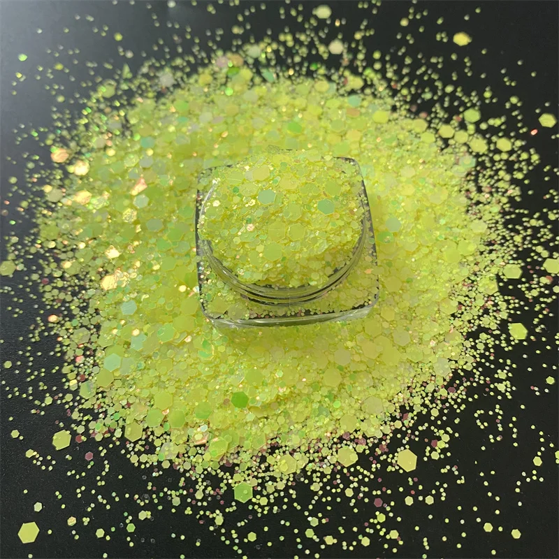 

Новые PET Материал Радуга желтый Цвета смешанные шестигранной формы блеск порошок блестки для украшения для ногтей с лица и тела ремесла укр...