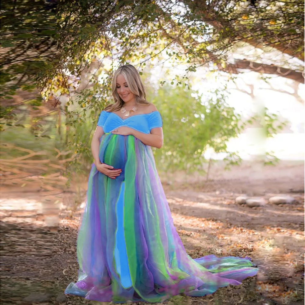 

Maternity Long Dress Off Shoulder Elegant Gown Maxi Photography Dress Robe Shooting Grossesse