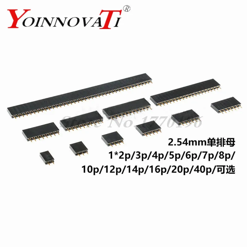 10 шт. 2 54 мм Шаг Однорядный женский контактный разъем 2/3/4/5/6/7/8/9/10/11/12/13/14/40Pin PCB