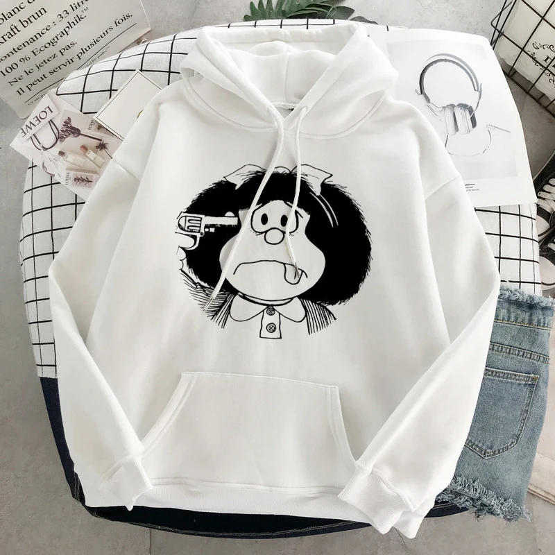 Kawaii Mafalda Anime Korean Fashion Hoodies Women Harajuku Spring Cartoon Long Sleeve Clothes Mafalda Graphics Sweetshirts Tops