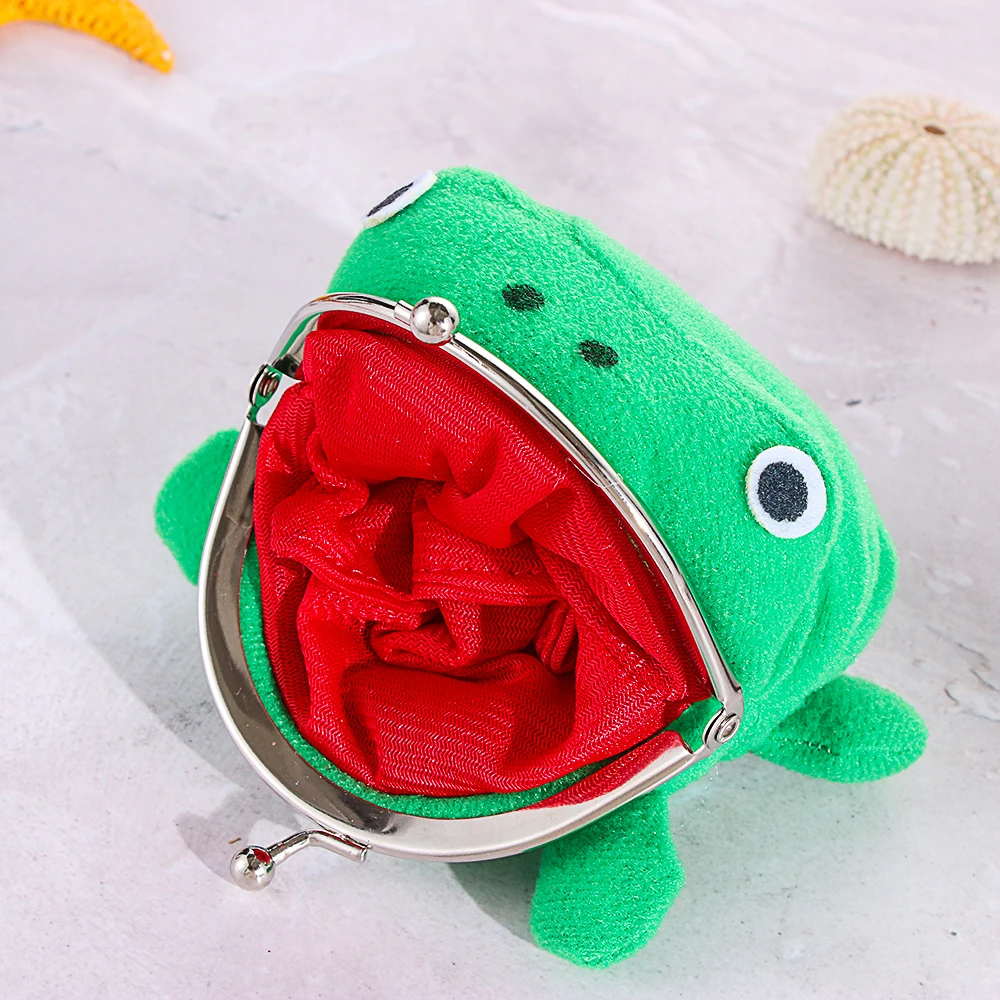 1PC Cute Green Frog Coin Purse Cosplay Props Frog Plush Wallet Anime Cartoon Manga Flannel Coin Holder Zero Wallet