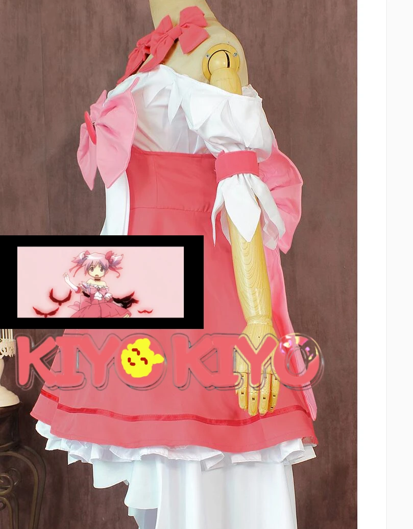

KIYO-KIYO Puella Magi Madoka Magica Kaname Madoka Cosplay Costume Halloween Pink dresses female Custom made