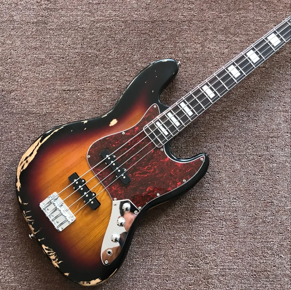 

Custom shop,Newest high quality 4-String Handmade retro jazz Electric Bass Guitar.Ebony fingerboard.Sunburst color gitaar