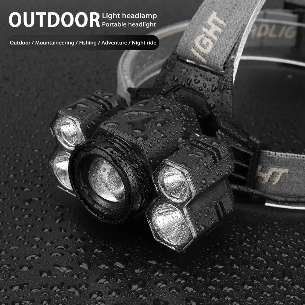 

Super Bright LED Head Torch with 5 Led Headlight 5 Modes,USB Rechargeable Waterproof Zoomable Work Headlight