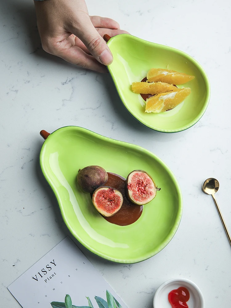 Корейская керамическая тарелка авокадо салатная миска для десерта закуска