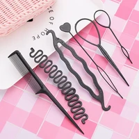 newstyle 6pcsset hairstyle braiding tools pull through hair needle hair dispenser disk hair comb hair accessories