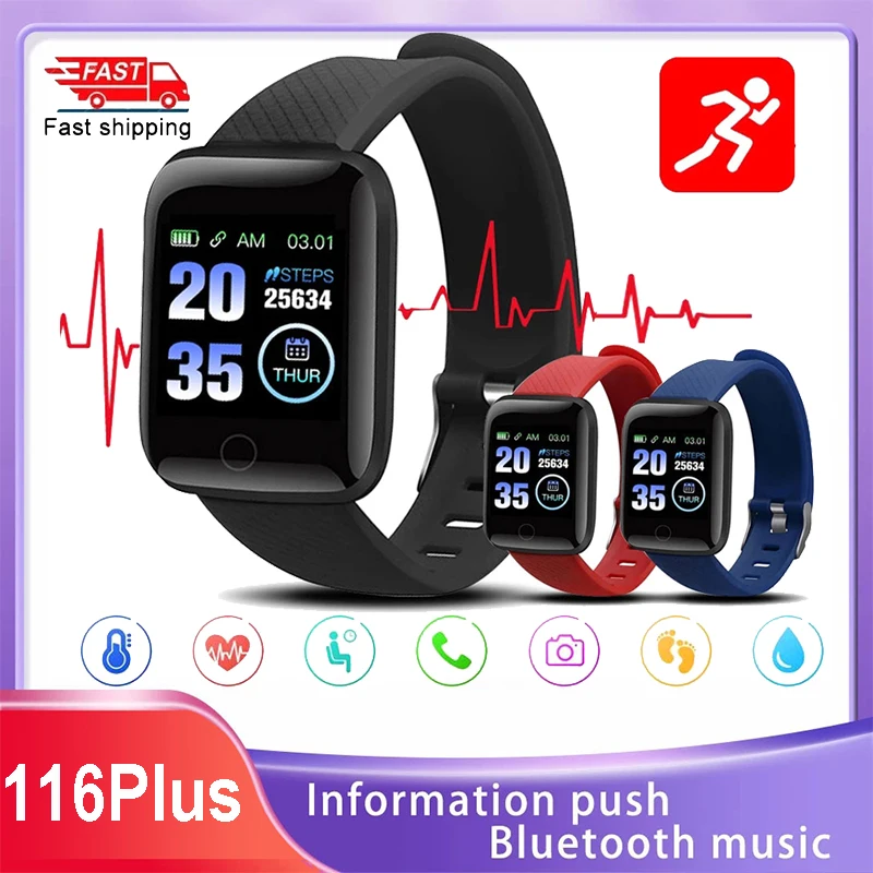 

New 116 Plus Smart Watch Men's Digital Wrist Watches Smartwatch Heart Rate Monitor Fitness Pedometer Mulheres Relogios Digitais
