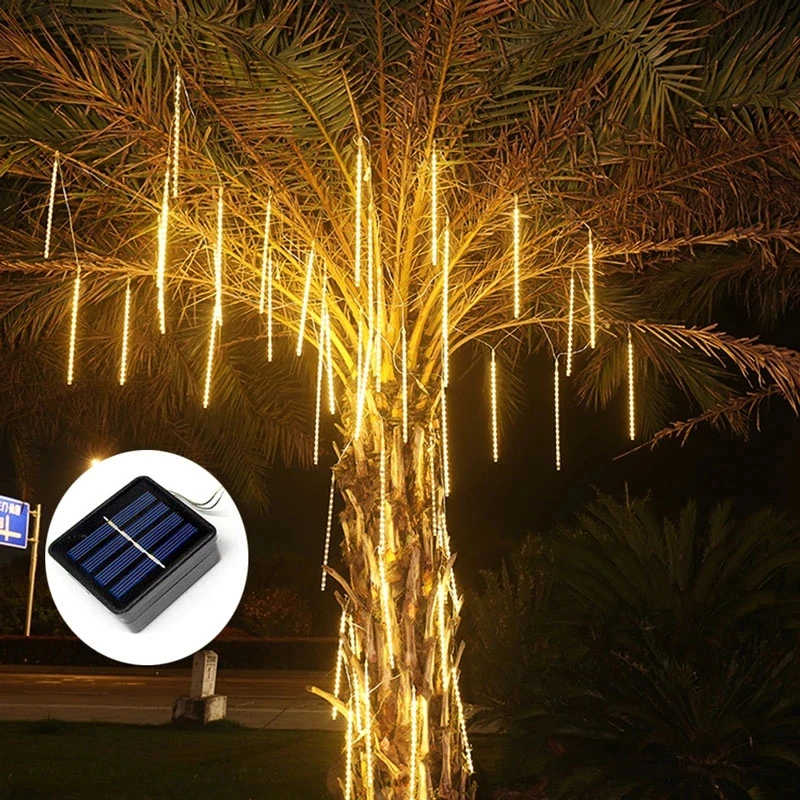 

Waterproof Solar LED Meteor Shower Rain Lights Holiday String Lights Garden Light 8 Tubes 144 Leds Christmas Wedding Decoration