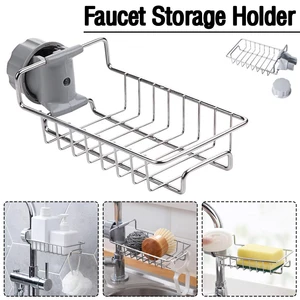 stainless steel sponge rack faucet drain rack adjustable storage sink rags kitchen storage soap tackle drain rack free global shipping
