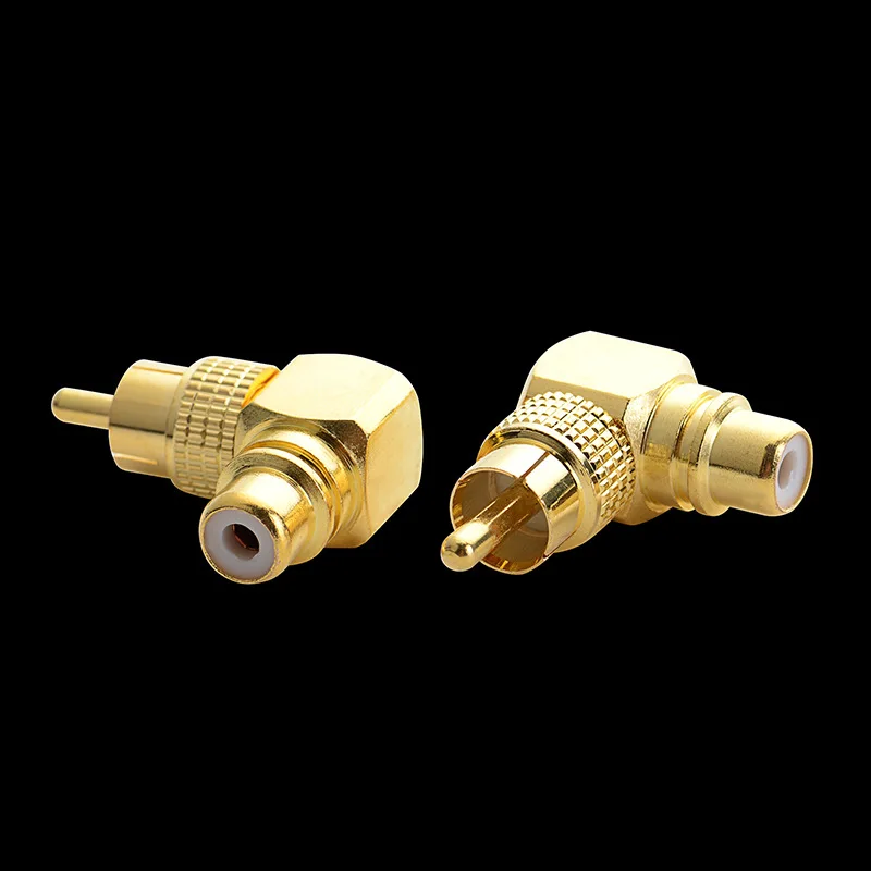 1 шт. позолоченный аудиоадаптер Папа-мама L-тип изогнутый Лотос на 90 градусов RCA