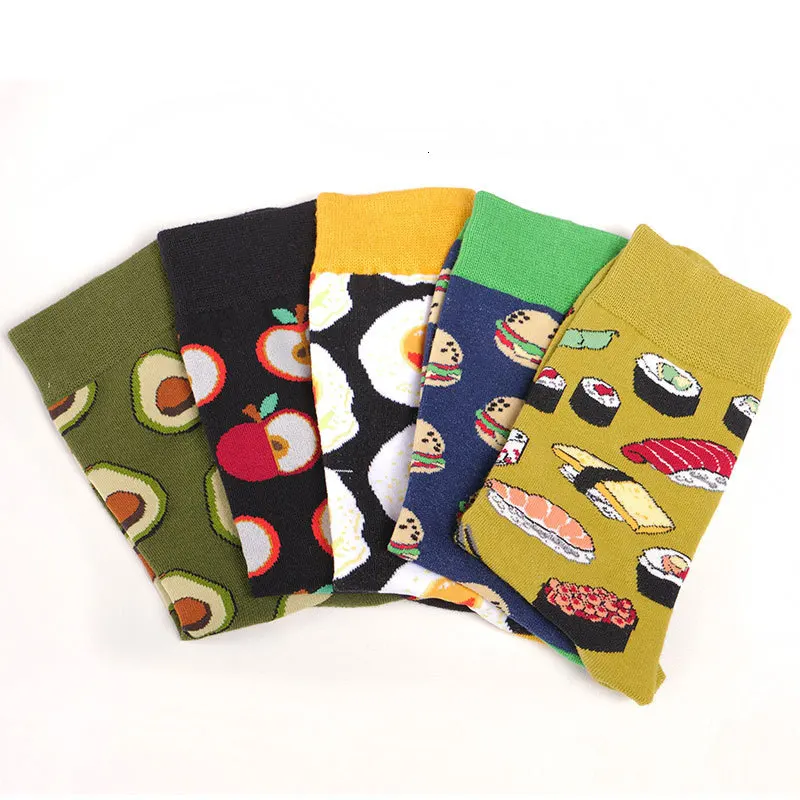 Женские носки забавные милые Мультяшные хлопковые с изображением авокадо