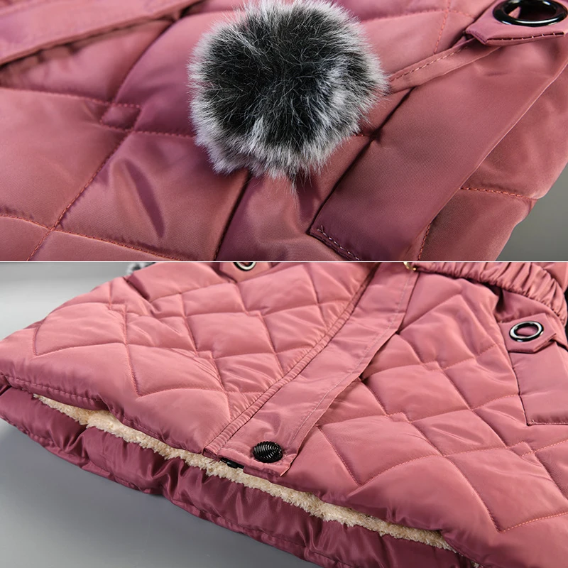 4 5 6 7 8 10 Years Winter Girls Jacket Keep Warm Thick Fashion Hooded Children Outerwear Autumn Fur Collar Zipper Christmas Coat images - 6