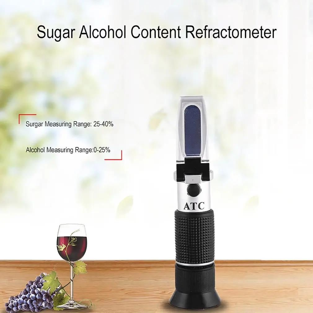 Ручной рефрактометр 25-40% Сахар 0-25% спирт Оптический измеритель содержания Вина