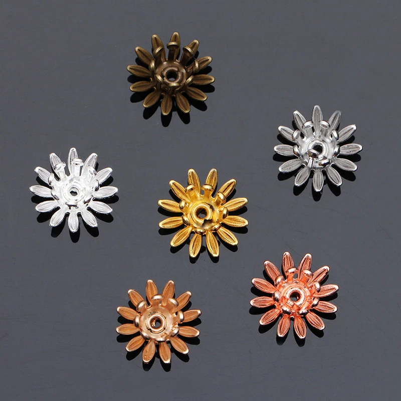 Mibrow 30pcs/lot 6 Colors 10mm Copper Flower Bead Caps Filigree Loose Spacer End For DIY Jewelry Making | Украшения и аксессуары