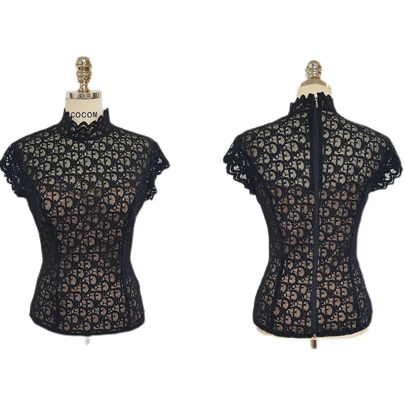 

JSXDHK Summer Lace 2 Pieces Set Women's 2021 New Hollow Out Shirts And Simple Sheath Pencil Skirts Office Lady Skirt Suit