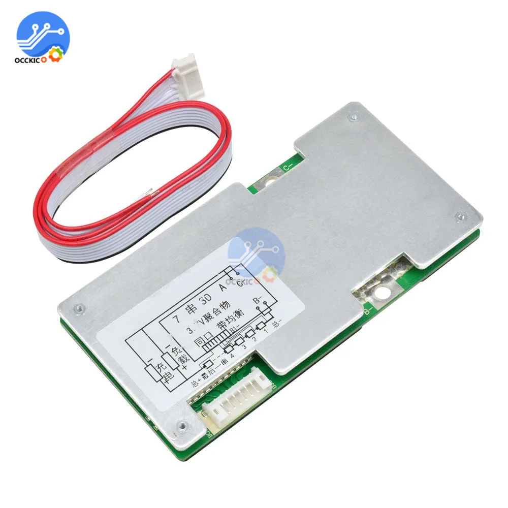 BMS 7S 24V 30A 18650 литиевая батарея Защитная плата балансировка тока Lipo Li Ion PCB Atmega
