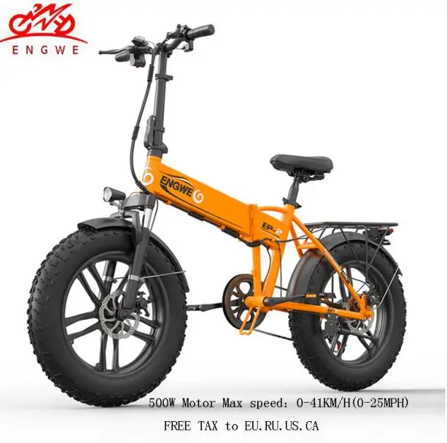 Orange----500W Электрический велосипед 20*4,0 дюймов, толстая шина, алюминиевый складной электрический велосипед 48V10A 500 Вт, мощный велосипед, 6 скоростей, Горный/Снежный/пляжный ebike - Цвет: Orange----500W