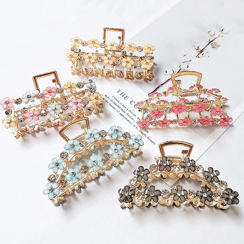 Женские заколки для волос Роскошные Цветочные Стразы геометрические