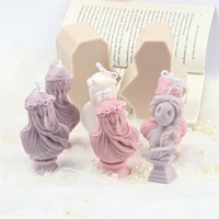 veiled woman maiden bust sculptura candle silicone mold bride virgin mary lady diffuser stone mould soap making home ornament