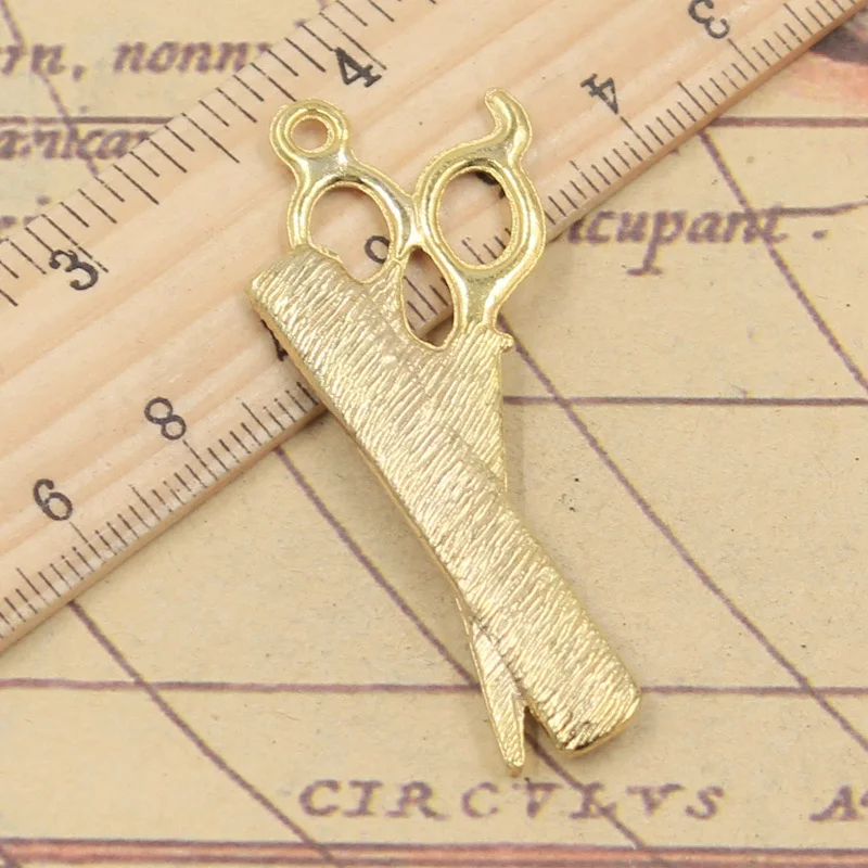 6 шт. Подвески Парикмахерские ножницы расческа Стилист 24х53 мм тибетские