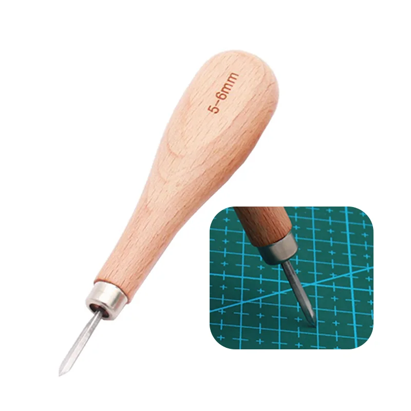 

LMDZ 1Pc 5-6mm Wooden Color Leather Diamond Point Awl,Leather Sewing and Stitching Tool,Leather Handmade DIY for Beginner