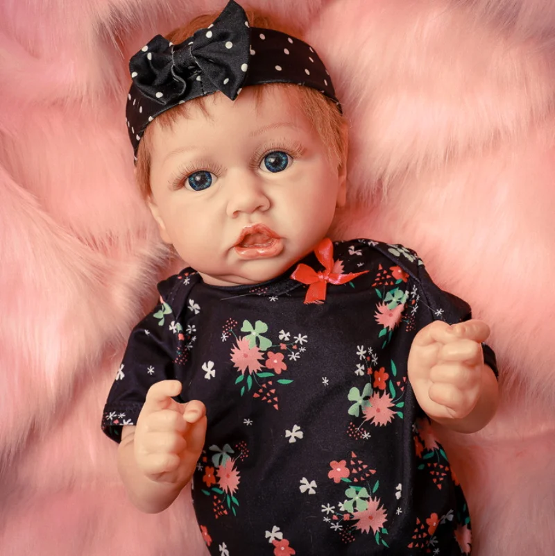 

High Quality 22Inch Sweet Baby Girl Elaine Lifelike Full Silicone Reborn Doll Cute Crooked Doll Lifelike Doll Children Accompany