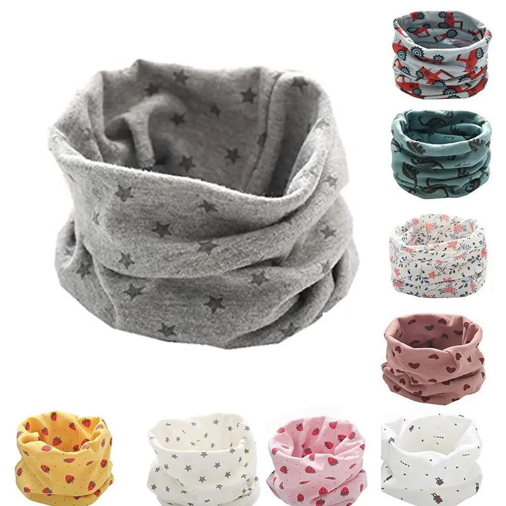 

Cotton Children's Scarf Printed Cartoon Plaid Ring Snud Cachecol Children' Winter Snood Boy child Scarves Warm Girls Kids F E0N3