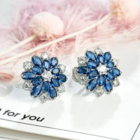 fashion unique hoop earrings flower cluster clear crystal zirconia earrings jewelry designer earrings for women