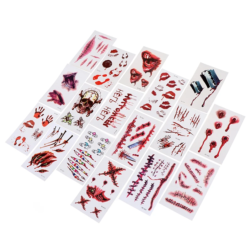 Хэллоуин Зомби татуировки шрамов фальшивые шрамы окровавленный макияж стикер