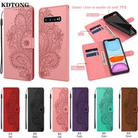 flip leather phone case for samsung galaxy s10e s10 s9 s8 plus funda peacock embossed card slot wallet bracket protection cover