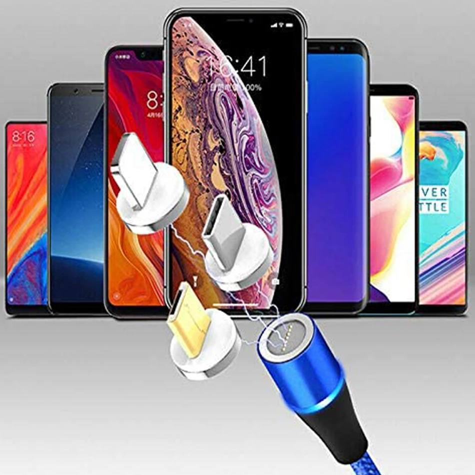 Кабель Micro USB с поворотом на 360 градусов для Huawei P40 Xiaomi Mi10 светодиодный индикатор