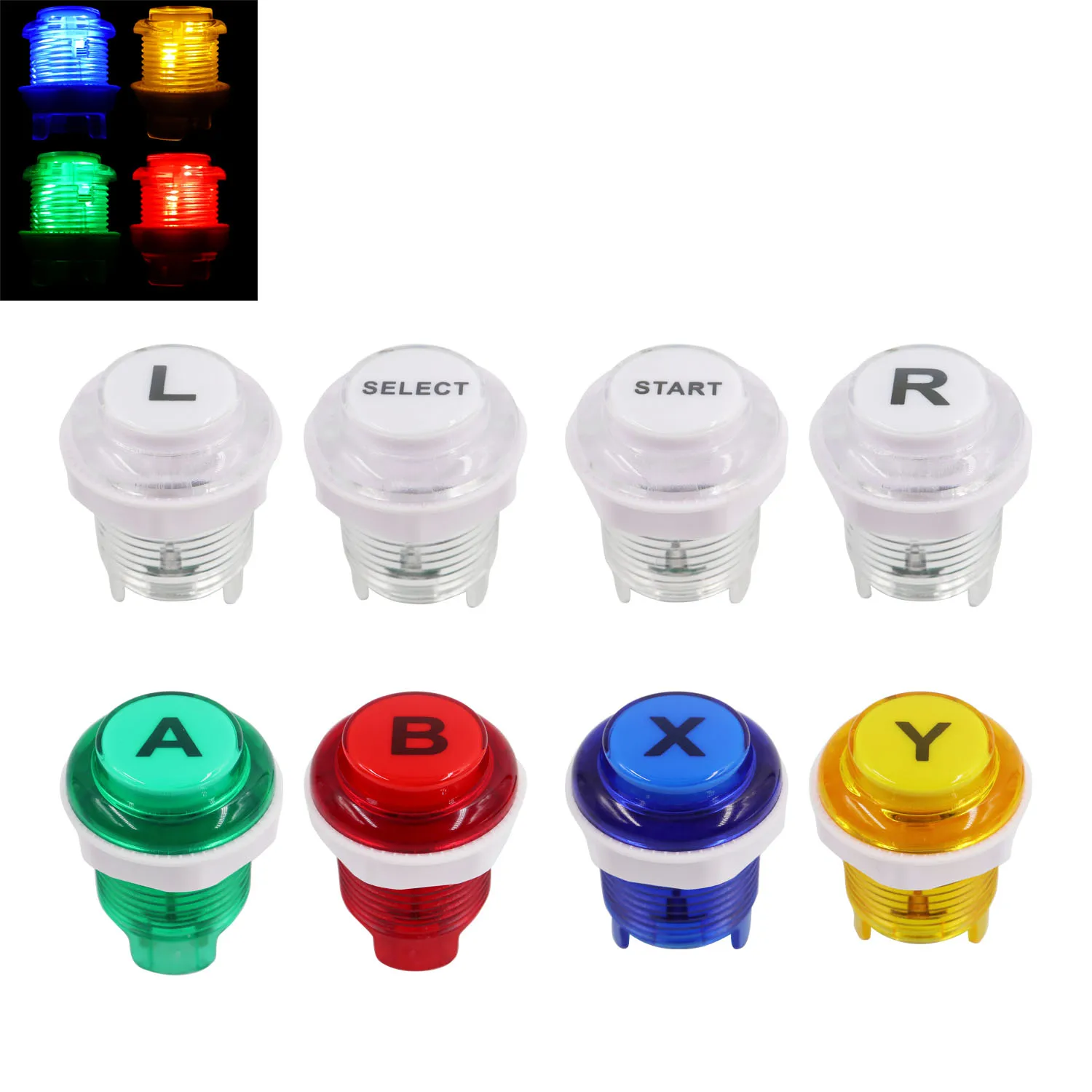 SJ@JX 8 PCS Arcade Game LED Push Buttons with Cherry MX Microswitch Logo X Y Start Select for PC MAME Raspberry Pi