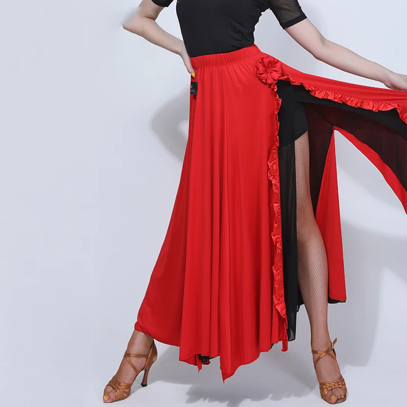 Latin Dance Skirt Professional Red Practice Clothes Adult Female New Bullfighting Flamengo Costumes VDB971 | Тематическая одежда и
