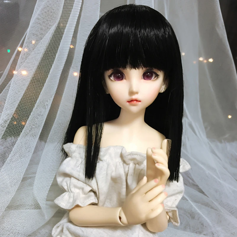 Парик Allaosify Bjd 1/3 1/4 1/6 1/8 1/12 черно серая аккуратная челка кукольные Волосы средней