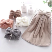 bowknot super soft absorbent microfiber hand towel hanging bathroom kitchen towel cleaning cloth 30x30cm