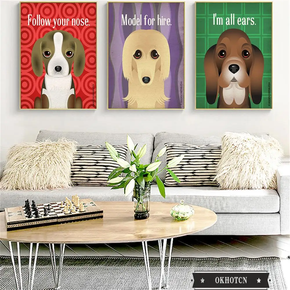 Плакаты с милыми мультяшными собаками забавные котировки настенное искусство
