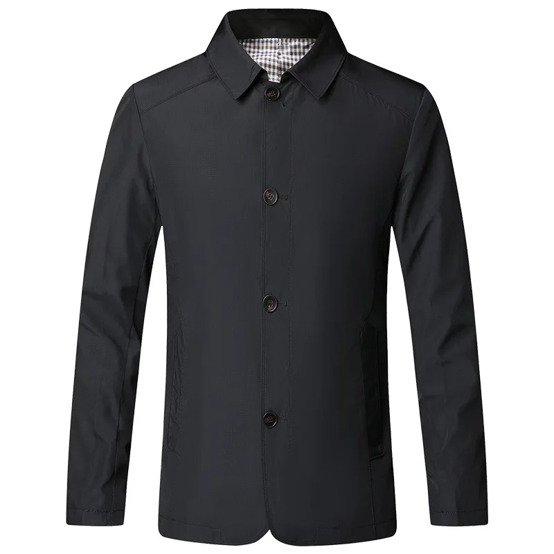 

New men's jacket and coat casual middle aged and old men's father's wear Lapel business middle aged and young men's solid color